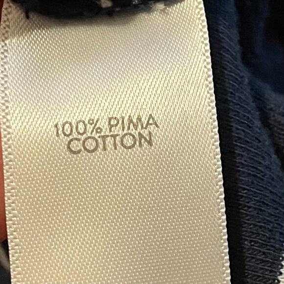 J. Jill Pima Cotton 3/4 Sleeve V-Neck Top Navy White Stripe Pullover, Size L - Picture 5 of 11